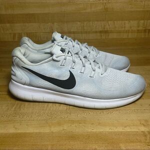 Nike Free RN White Pure Platinum Black Running Shoes Men’s Size 12  880839-101